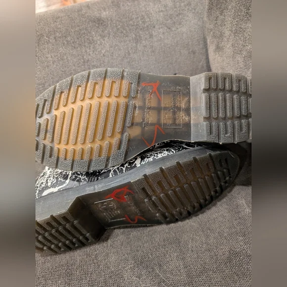 Dr. Martens 14610 Black & White Paint Splatter Combat Boots - Picture 8 of 11